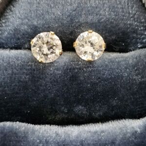 14k CZ Yellow Gold Stud Earrings (Vintage)